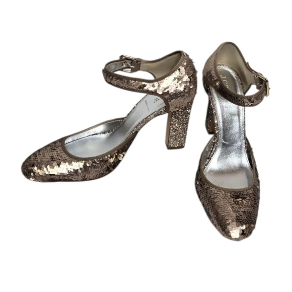 J CREW Collection gold sequin sparkle‎ mary jane block heel shoes 8 - Picture 4 of 10